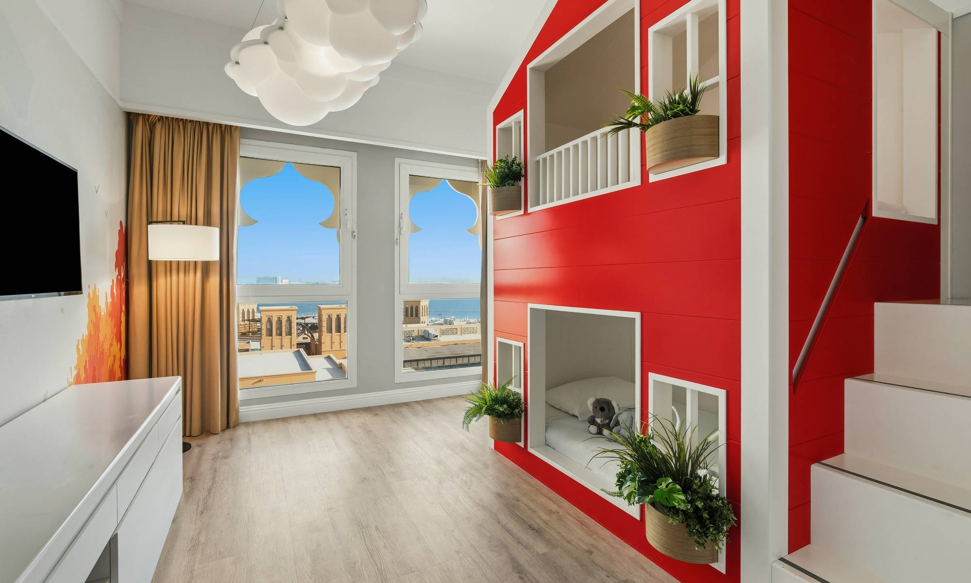 Dječji apartman Escape s krevetima na kat i pogledom na more